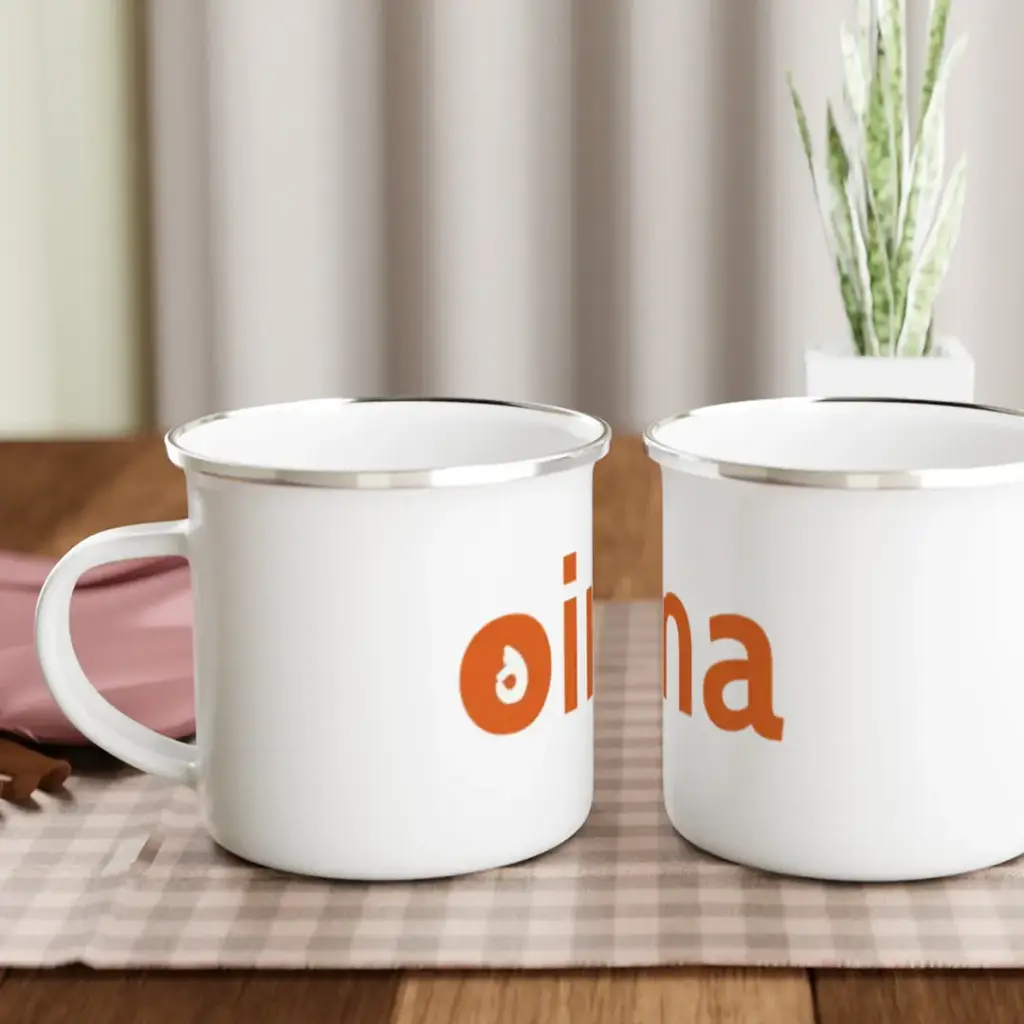 Oima White 12oz Enamel Mug