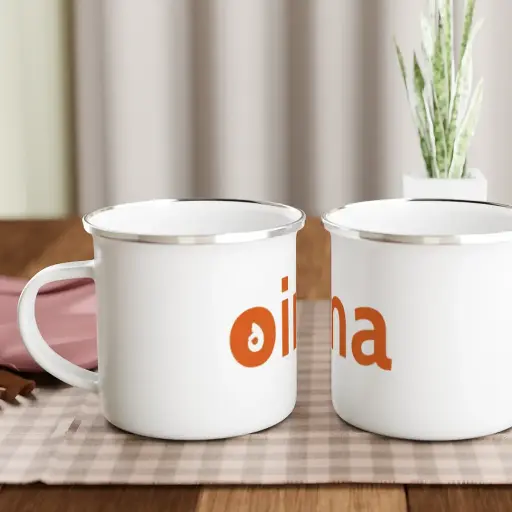 Oima White 12oz Enamel Mug
